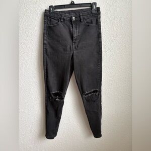 American Eagle Outfitters Black Skinny Ripped Jeans